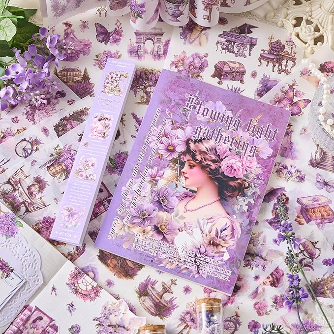 Journaling Sticker Book, 450+ Pre-Cut Vintage Scrapbook Stickers, Junk Journal Supplies, Aesthetic Washi Stickers for Scrapbooking Journaling for Adults, Decorative Ephemera Bullet Planner Arts Craft