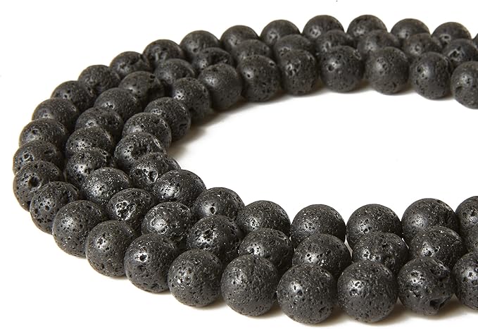 100pcs 8mm black lava beads natural gemstone beads round loose beads for jewelry making