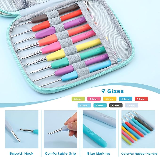 Mayboos 96 Pack Crochet Hooks Set, Ergonomic Crochet Hooks Weave Yarn Kits with Storage Case and Crochet Needle Accessories, Crochet Needles Kit for Beginners and Experienced Crochet Hook