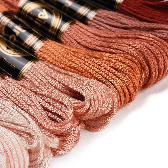 FASHEWELRY 70 Yards Handmade Polyester Embroidery Floss Crewel Cross Stitch Threads 0.5mm 6-Ply Embroidery Thread Bulk for Beginners Adult DIY Sewing Knitting Supplies (PeachPuff)