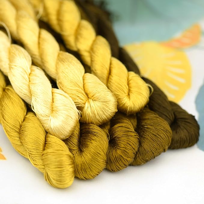 Natural 100% Silk Thread, Handmade Embroidery Thread Silk Floss 8 Colors 110m Each (21)