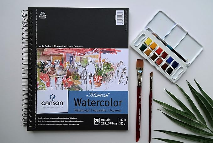 Canson Artist Series Montval Watercolor Paper, Wirebound Pad, 10x15 inches, 12 Sheets (140lb/300g) - Artist Paper for Adults and Students - Watercolors, Mixed Media, Markers and Art Journaling