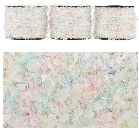 Artisanal Yarn Collection Multifiber Fancy Yarn for Knitting Crocheting Crafts DIY, Set of 3 Rolls (Unicorn with Iridescent Sequins)