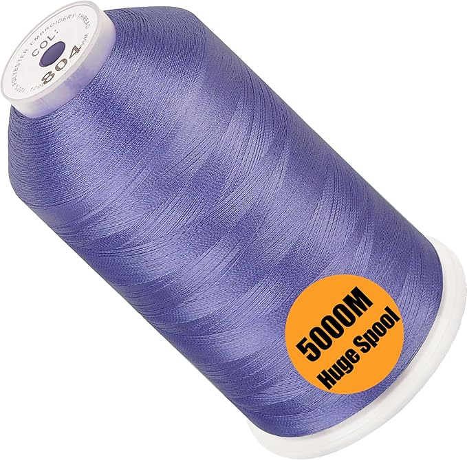 New brothread - Single Huge Spool 5000M Each Polyester Embroidery Machine Thread 40WT for Commercial and Domestic Machines - Lavender