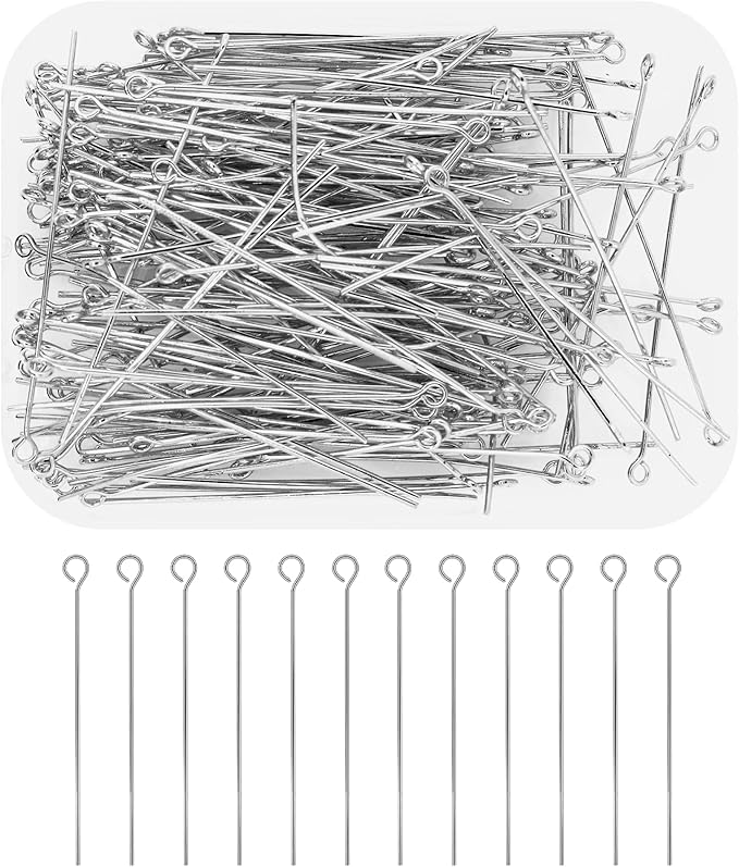 Mandala Crafts 2 Inch Stainless Steel Eye Pins for Jewelry Making Earring Making Supplies Jewelry Findings Open Eye Head Pins for Earrings DIY Bracelets Rosary Charms