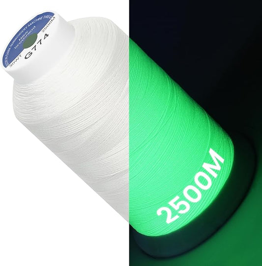 New brothread Single Huge Spool Luminary Glow in The Dark Embroidery Machine Thread Kit 30WT 2500M(2735Y) Each Spool for Embroidery, Quilting, Sewing-G774