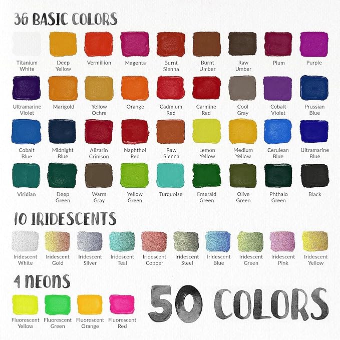 Watercolor Paint Set - 50 Travel Watercolors Set - Water Colors Paint for Adult, Beginners, Professional Artists | Watercolor Palette with Paper, Brush, Pen | Art Supplies for Adults