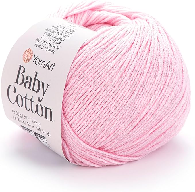 YarnArt Baby Cotton Yarn - Soft, 50% Cotton 50% Acrylic, 1.76 Oz, 180.44 Yds (1, 410)