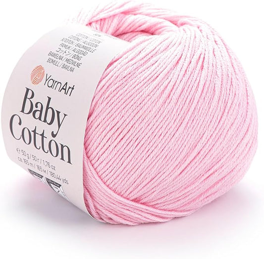 YarnArt Baby Cotton Yarn - Soft, 50% Cotton 50% Acrylic, 1.76 Oz, 180.44 Yds (1, 410)