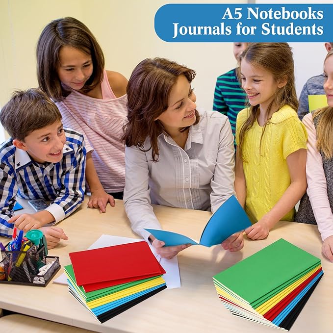 mimorou 100 pcs journals notebooks bulk - kraft softcover a5 small notebooks 5.5 inch x 8.3 inch notepads with 60 page 30 sheet for writing sketch travel office supplies(multicolor,lined)