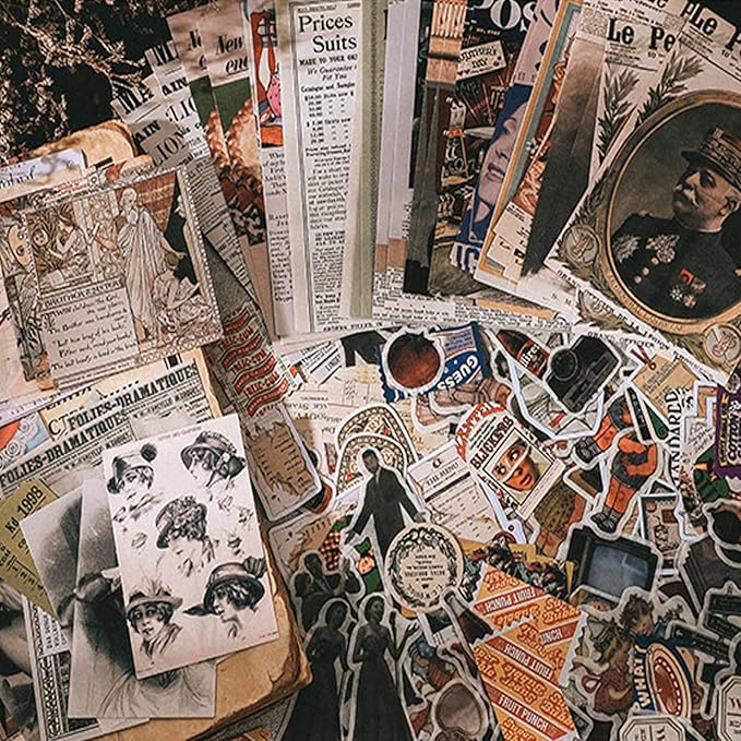 TIYPKE 200pcs Cute Stickers for Journaling - Vintage Scrapbook Paper Aesthetic People Washi Stickers for Bullet Supplies Kit Junk Journal Planners Scrapbooking Supplies Kit Journaling Stickers