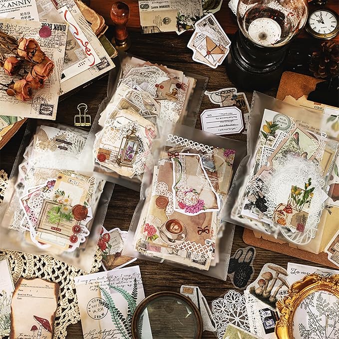 260 PCS Vintage Scrapbooking Supplies Aesthetic Journaling Kit,Large Collection for Bullet Junk Journals,Arts Craft Collage,Ephemera Adults,Beginners,Girls Teenage School Style(Academy)