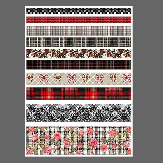 10 Rolls Vintage Floral Washi Tape Set Pastel Plaid Arts Adhesive Tapes Soft Colors Decorative Masking Tape Sets for Craft, Kids, Scrapbook, DIY, Gift Wrapping (Rose Plaid)