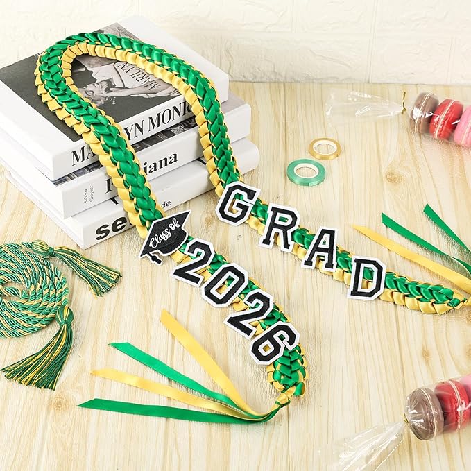 YLOLUL 16 Pcs Graduation Leis 2026 Graduation Candy Lei Kit with Honor Cord Class of 2026 Graduation Ribbon Money Lays Necklace Graduation Gift Party Accessories for Women Men