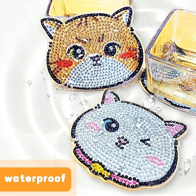 EWJRNSF 8 PCS Diamond Art Coasters Kit, Small Diamond Painting Coasters, Fall Diamond Art Kits for Adults Beginners, Arts and Crafts Supplies Item Sets with Holder