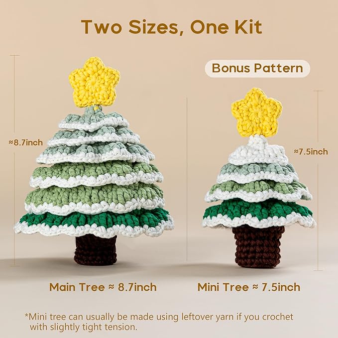DoodleTwyst Crochet Kit for Beginner – DIY Crochet Kit with Yarn & Tools – Fun Crochet Kits for Adults (Christmas Tree)