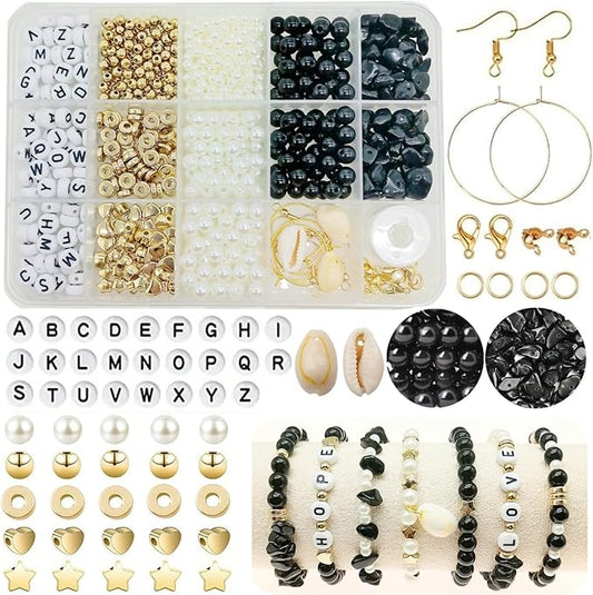 Basigeese Jewelry Making Supplies Kit Natural Stone Beads Irregular Gemstone Beading with for DIY Craft Bracelet Necklace Earrings for Adults (Obsidian)