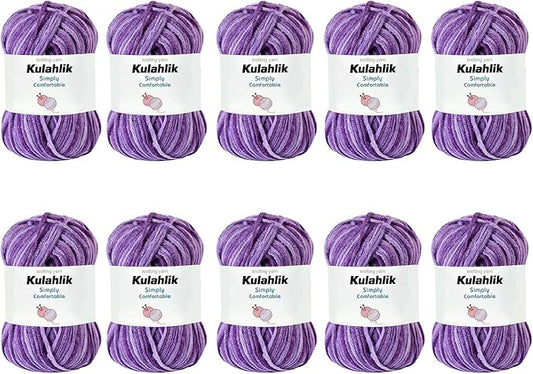 500g(10x50g) Acrylic Yarn for Crocheting and Knitting, Colorful Gradient Yarn Thread, 10 Rolls Skeins, Multicolor Hilo Acrílico, Perfect for DIY Crafts Project