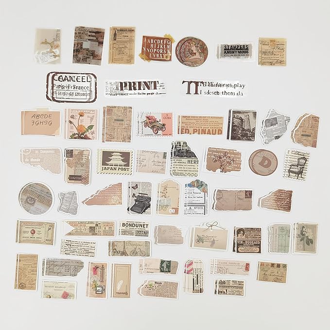 Esweny 251PCS Vintage Scrapbook Supplies Pack, Scrapbooking Paper and Stickers Ephemera Bundle Junk Journal Kit for Art Aesthetic Journaling Collage Decoupage Craft (Old Times Daily)