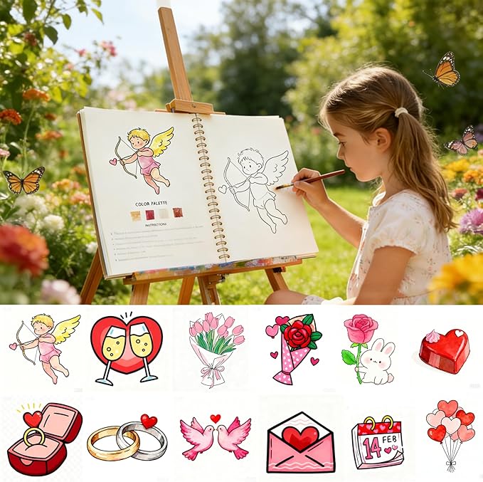 Watercolor Workbook for Adults, watercolor paint set, water colors paint adult set,Beginner Watercolor Workbook Kit, Multi Theme with 12-Color Palette & 1 Brushes Valentine’s Day Gifts for Kids