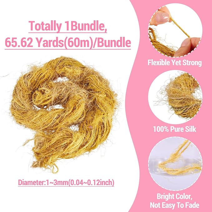 65.62 Yards Sari Silk Ribbon Yarn, Recycled Sari Ribbon Yarn Tassels Skeins Vintage Fabrics Crafts for Knitting Crocheting Macrame Tassels Scrapbook Craft Project Decor