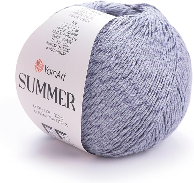 YarnArt Summer – Lightweight Glittery Yarn, 70% Mercerized Cotton, 30% Viscose – Sparkly Knitting & Crochet Yarn for Shawls, Clothes & Accessories (53)