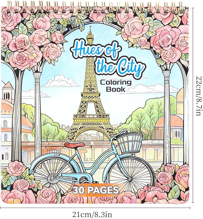 Coloring Book for Adult, 30 Pages Hues of The City, Color Urban Street Scenes, Architecture Building Stores, Fun Coloring Activities for Women Teen, Painting Pages for Relax Stress Relief