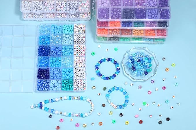 Blue Pony Beads 18 Colors Pony Beads for Bracelet Making Friendship Bracelet Making Kit DIY Craft Kandi Kit 720Pcs