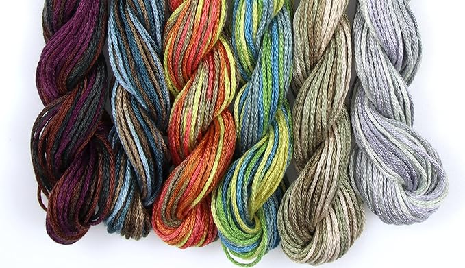 KCS Big skeins of 25 Meters Size 25 Color Variegated Cross Stitch Stranded Threads,6 skeins,07
