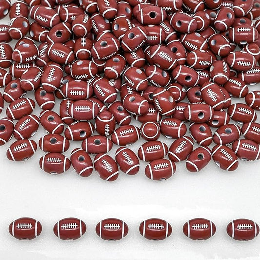 100+ pcs Football Beads Sport Bulk Kandi Beads for Jewelry Making, Bracelet Keychain Becklace Charm Rugby Bead Kit(Football)