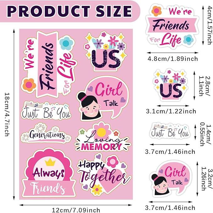 Qilery 60 Sheets Family Scrapbook Stickers Friend Theme Waterproof Scrapbooking Supplies Stickers Set Family Decals Decor for Water Bottle Laptop Photo Album Planner Embellishment