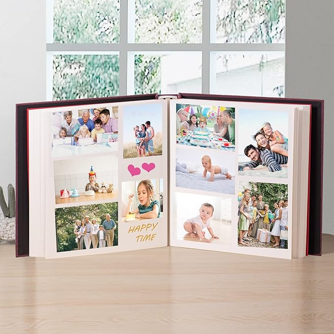 Large Photo Album Self Adhesive 4x6 5x7 3x5 8.5x11 Scrapbook Magnetic Album DIY Scrap Book Length 13 x Width 12.8 (Inches) 120 Sticky Pages Linen Cover DIY Photo Album (PurPle)