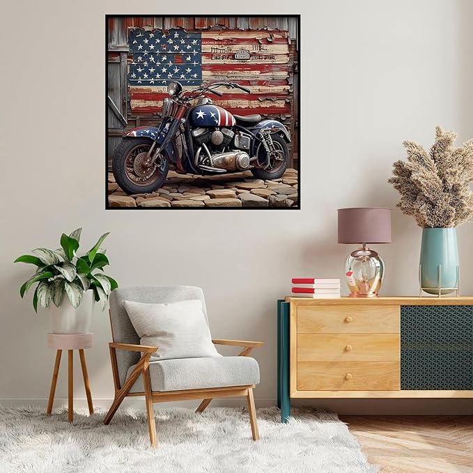 Axquilon Independence Day Paint by Numbers Kit for Adults Beginner-Patriotic Adult Paint by Number Kits on Canvas, Easy Adults' Paint-by-Number Kits for Gift Home Wall Decor 16x16in