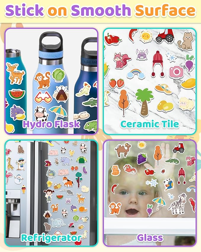 benresive reusable sticker books for kids, sticker books for toddlers, toddler travel toys activities crafts ages 3 and up birthday gifts - farm, animal and season