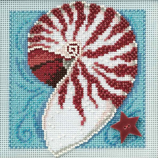 Nautilus Shell Beaded Counted Cross Stitch Kit Mill Hill 2010 Buttons & Beads Spring MH140105