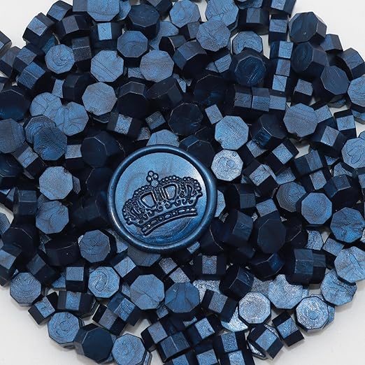 250pcs Wax Seal Beads Navy Blue, Andotopee Premium Sealing Wax Beads for Stamp Seals, Octagon Seal Stamp Pellets Refill Pack for Wedding Invitation, Letter Envelope, Scrapbook DIY Crafts