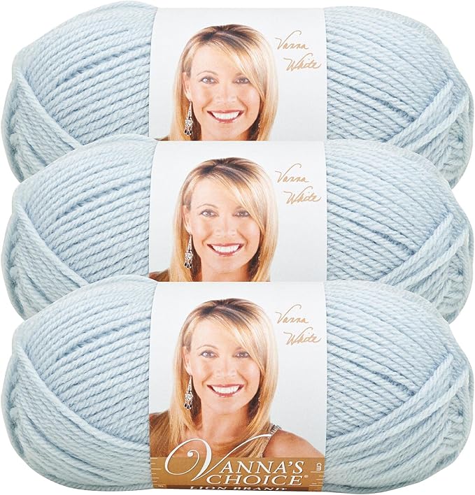 Lion Brand Yarn, Vanna's Choice Worsted Weight Yarn for Knitting, Crochet and Crafts, Silver Blue, 3 Pack, Soft Acrylic Fiber for Scarves, Hats and Blankets