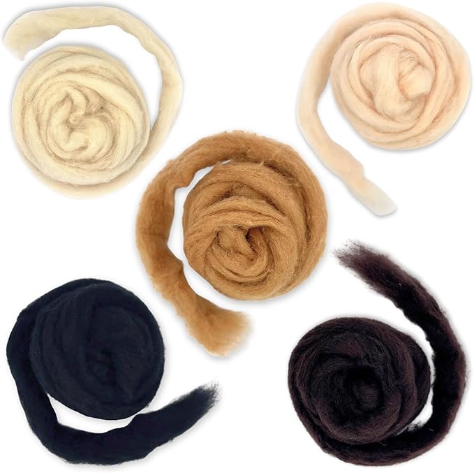 Corriedale Carded Sliver Wool Roving Variety Bundle | Best Core Wool for Needle Felting, Spinning, Wet Felting, Weaving, Dryer Balls, Yarn Roving - Ethically Sourced (Animal Classics)