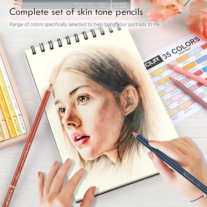 36 Skin Tones Colored Pencils Portrait Set Oil Based Pre-sharpened Drawing Pencils for Beginner Adult Artist Coloring Book Drawing Sketching Art Project, With Light Fast Ratings