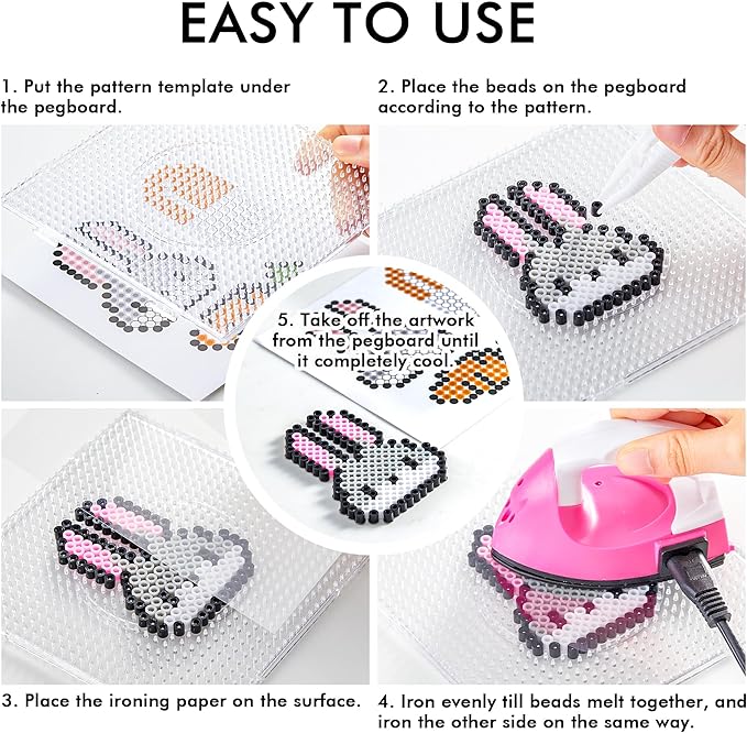 INSCRAFT Fuse Beads, 33000pcs Fuse Beads Kit for Kids, 33 Color 5MM Iron Beads Set with 150 Patterns, 8 Pegboards, 15 Ironing Paper, 6 Tweezers, 85 accessories, Craft Kits Gifts for Birthday Christmas