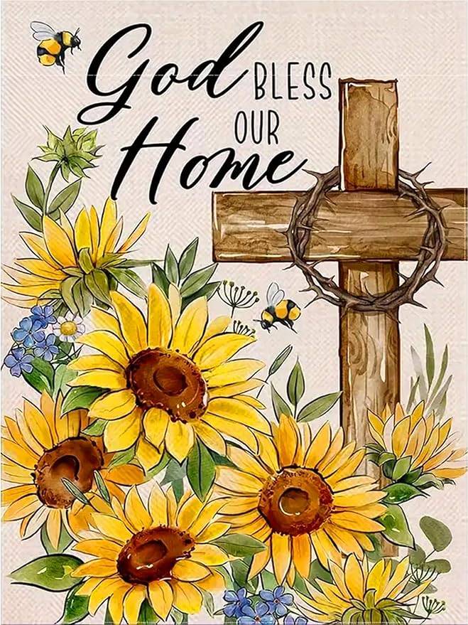 Meothan Diamond Painting Kits for Adults, Sunflower Cross Diamond Art Kits for Adults, Full Drill 5D DIY Paint with Diamond Dots Gem Art Crafts Projects for Home Room Decor12x16 in Christ Religion