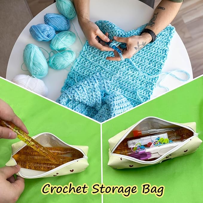 43 Pcs Large Crochet Hooks Set,12mm 15mm 18mm 20mm 25mm Large Crochet Hooks for Chunky Yarn,Plastic Crystal Smooth Big Crochet Needles for Handmade DIY Crochet with Storage Bag