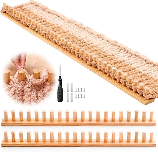 Novabright 67'' Chunky Knitting Loom Extra Large Knitting Loom for Blanket Making Adjustable Size Chunky Knit Foldable Portable Hand Weaving Kit for Beginner Yarn Craft Home Decor