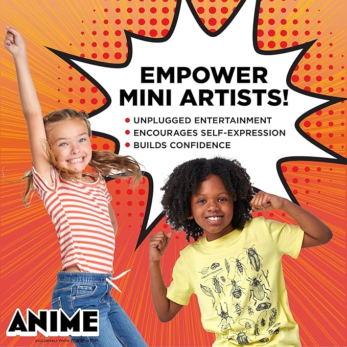 Made By Me Anime Color & Design Artist Set, 22-Piece Art Set, How to Draw, Create Comics, Make Manga & Sketchbook, Gifts for Enthusiasts, Arts & Crafts for Kids 6+