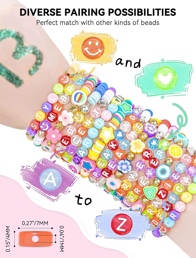 ARTDOT 1400 Pieces Letter Beads for Friendship Bracelets Making Kit, 28 Styles Assortment Jewelry Making Supplies Alphabet Beads Set with Cases Preppy Crafts Gifts