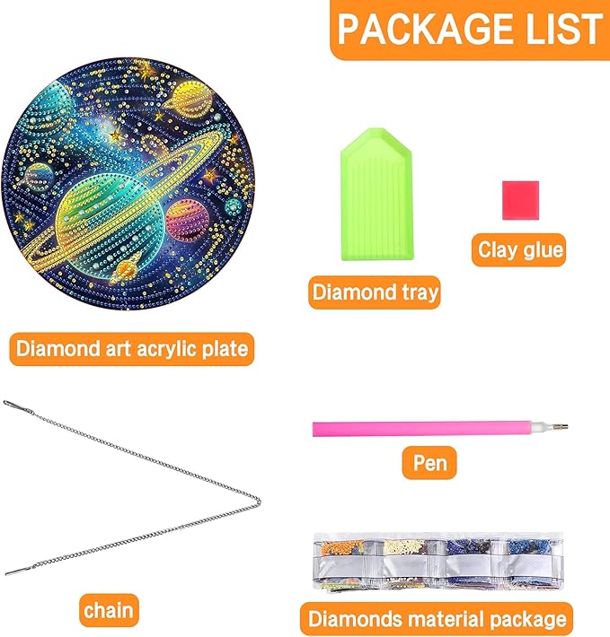 Ginfonr Diamond Painting Kits Hanging Pendant, Planet Sun Catcher for Front Door Sign, Rhinestone Landscapes Summer Porch Decor for Outdoor, Double Sided Hanging Kits for Garden Window (8 x 8inch)