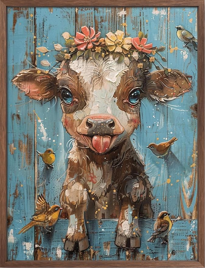 leczany cross stitch stamped kits for adults beginners patterns craft kit needlepoint full range of diy embroidery kits starter 11ct 3 strands | cute little cow 15.8×20.9 inches