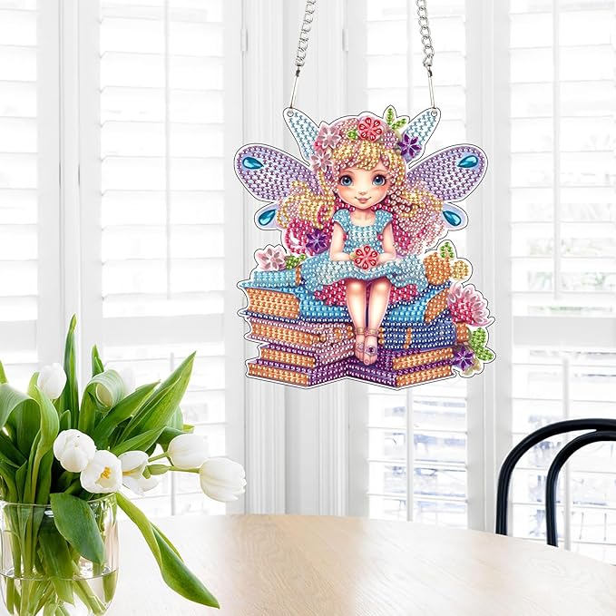 AiYuanzsh Diamond Art Pendant, DIY Special Shaped Crystal Painting Kit for Home Decor and Gift, Angels Theme, Butterfly Elf Color, One Size, for Adults