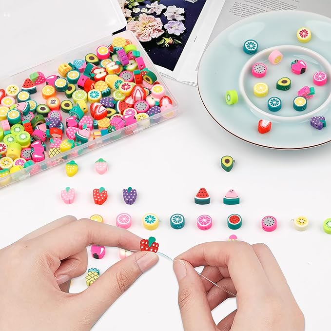 180 Pcs Colorful Fruit Polymer Clay Beads for DIY Bracelet, Necklace, Earring Making