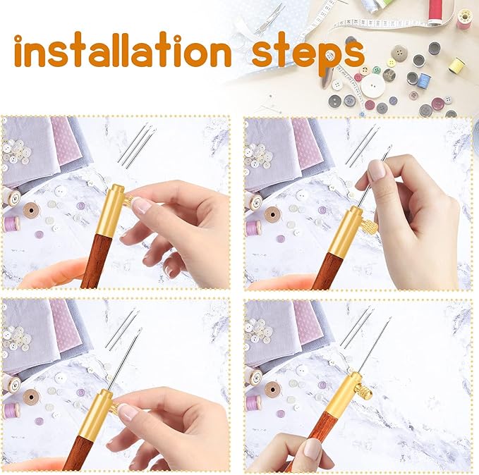Finetoknow Tambour Hook with 3 Needles 70 100 120 Embroidery Beading Crochet Tools Kit